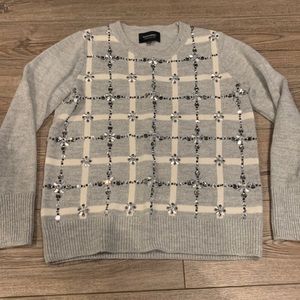 Banana Republic Limited Edition Gray Jeweled Sweater Large